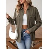 image:imageSidefeel Women Denim Shirt Long Sleeve Button Down Jean Shirts Casual Oversized Trendy Tops BlousesGreen