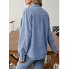 image:imageSidefeel Women Denim Shirt Long Sleeve Button Down Jean Shirts Casual Oversized Trendy Tops BlousesIceland Blue