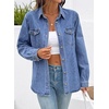 image:imageSidefeel Women Denim Shirt Long Sleeve Button Down Jean Shirts Casual Oversized Trendy Tops BlousesLight Blue