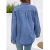 image:imageSidefeel Women Denim Shirt Long Sleeve Button Down Jean Shirts Casual Oversized Trendy Tops BlousesLight Blue