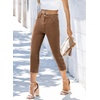 image:imageSidefeel Womens Capri Jeans High Waisted Summer Fashion Straight Leg Raw Hem Denim Capri PantsBrown