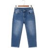 image:imageSidefeel Womens Capri Jeans High Waisted Summer Fashion Straight Leg Raw Hem Denim Capri PantsD Light Blue