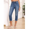 image:imageSidefeel Womens Capri Jeans High Waisted Summer Fashion Straight Leg Raw Hem Denim Capri PantsD Light Blue