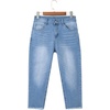 image:imageSidefeel Womens Capri Jeans High Waisted Summer Fashion Straight Leg Raw Hem Denim Capri PantsE Sky Blue