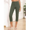 image:imageSidefeel Womens Capri Jeans High Waisted Summer Fashion Straight Leg Raw Hem Denim Capri PantsGreen