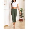image:imageSidefeel Womens Capri Jeans High Waisted Summer Fashion Straight Leg Raw Hem Denim Capri PantsGreen