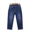 image:imageSidefeel Womens Capri Jeans High Waisted Summer Fashion Straight Leg Raw Hem Denim Capri PantsMedium Blue