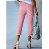 image:imageSidefeel Womens Capri Jeans High Waisted Summer Fashion Straight Leg Raw Hem Denim Capri PantsPink