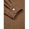 image:imageSidefeel Womens Denim Shirt Button Down Long Sleeve Ruffled Edge Jean Blouses TopsBrown