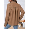 image:imageSidefeel Womens Denim Shirt Button Down Long Sleeve Ruffled Edge Jean Blouses TopsBrown