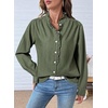 image:imageSidefeel Womens Denim Shirt Button Down Long Sleeve Ruffled Edge Jean Blouses TopsGreen