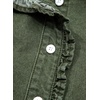 image:imageSidefeel Womens Denim Shirt Button Down Long Sleeve Ruffled Edge Jean Blouses TopsGreen