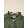 image:imageSidefeel Womens Denim Shirt Button Down Long Sleeve Ruffled Edge Jean Blouses TopsGreen