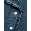 image:imageSidefeel Womens Denim Shirt Button Down Long Sleeve Ruffled Edge Jean Blouses TopsRetro Blue