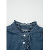 image:imageSidefeel Womens Denim Shirt Button Down Long Sleeve Ruffled Edge Jean Blouses TopsRetro Blue
