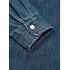 image:imageSidefeel Womens Denim Shirt Button Down Long Sleeve Ruffled Edge Jean Blouses TopsRetro Blue
