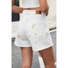 image:imageSidefeel Womens High Waisted Jean Shorts Stretchy Floral Mini Embroidered Wrap Denim Skort with PocketsWhite