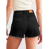image:imageSidefeel Womens Jean Cargo Shorts High Waisted Stretchy Trendy Raw Hem Denim Shorts with PocketsBlack