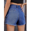image:imageSidefeel Womens Jean Cargo Shorts High Waisted Stretchy Trendy Raw Hem Denim Shorts with PocketsBlue