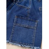 image:imageSidefeel Womens Jean Cargo Shorts High Waisted Stretchy Trendy Raw Hem Denim Shorts with PocketsBlue