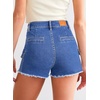 image:imageSidefeel Womens Jean Cargo Shorts High Waisted Stretchy Trendy Raw Hem Denim Shorts with PocketsBlue