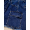 image:imageSidefeel Womens Jean Cargo Shorts High Waisted Stretchy Trendy Raw Hem Denim Shorts with PocketsDeep Blue
