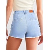 image:imageSidefeel Womens Jean Cargo Shorts High Waisted Stretchy Trendy Raw Hem Denim Shorts with PocketsSky Blue