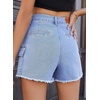 image:imageSidefeel Womens Jean Cargo Shorts High Waisted Stretchy Trendy Raw Hem Denim Shorts with PocketsSky Blue