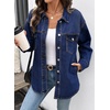 image:imageSidefeel Womens Jean Jacket Casual Long Sleeve Button Down Oversized Denim Jacket Trendy Fall OutfitsDark Blue
