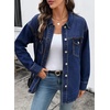 image:imageSidefeel Womens Jean Jacket Casual Long Sleeve Button Down Oversized Denim Jacket Trendy Fall OutfitsDark Blue