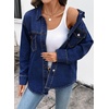 image:imageSidefeel Womens Jean Jacket Casual Long Sleeve Button Down Oversized Denim Jacket Trendy Fall OutfitsDark Blue