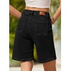 image:imageSidefeel Womens Jean Shorts High Waisted Stretchy Bermuda Pleated Denim Summer ShortsBlack