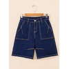 image:imageSidefeel Womens Jean Shorts High Waisted Stretchy Bermuda Pleated Denim Summer ShortsDark Blue