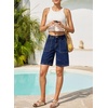 image:imageSidefeel Womens Jean Shorts High Waisted Stretchy Bermuda Pleated Denim Summer ShortsDark Blue