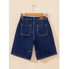 image:imageSidefeel Womens Jean Shorts High Waisted Stretchy Bermuda Pleated Denim Summer ShortsDark Blue