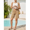 image:imageSidefeel Womens Jean Shorts High Waisted Stretchy Bermuda Pleated Denim Summer ShortsKhaki
