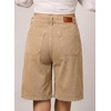 image:imageSidefeel Womens Jean Shorts High Waisted Stretchy Bermuda Pleated Denim Summer ShortsKhaki