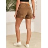 image:imageSidefeel Womens Jean Shorts High Waisted Stretchy Casual Drawstring Denim Shorts with PocketsBrown