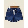 image:imageSidefeel Womens Jean Shorts High Waisted Stretchy Casual Drawstring Denim Shorts with PocketsDeep Blue