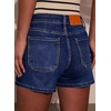 image:imageSidefeel Womens Jean Shorts High Waisted Stretchy Casual Drawstring Denim Shorts with PocketsDeep Blue