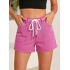 image:imageSidefeel Womens Jean Shorts High Waisted Stretchy Casual Drawstring Denim Shorts with PocketsHot Pink
