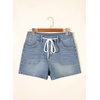 image:imageSidefeel Womens Jean Shorts High Waisted Stretchy Casual Drawstring Denim Shorts with PocketsVintage Blue