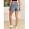 image:imageSidefeel Womens Jean Shorts High Waisted Stretchy Casual Drawstring Denim Shorts with PocketsVintage Blue