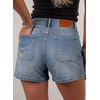 image:imageSidefeel Womens Jean Shorts High Waisted Stretchy Casual Drawstring Denim Shorts with PocketsVintage Blue
