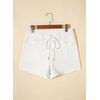 image:imageSidefeel Womens Jean Shorts High Waisted Stretchy Casual Drawstring Denim Shorts with PocketsWhite