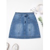 image:imageSidefeel Womens Jean Skirt High Waisted Stretch Casual Trendy Front Seam Mini Denim Skirt with PocketsBlue