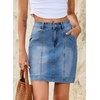 image:imageSidefeel Womens Jean Skirt High Waisted Stretch Casual Trendy Front Seam Mini Denim Skirt with PocketsBlue