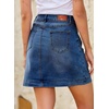 image:imageSidefeel Womens Jean Skirt High Waisted Stretch Casual Trendy Front Seam Mini Denim Skirt with PocketsDeep Blue