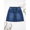image:imageSidefeel Womens Jean Skirt High Waisted Stretch Casual Trendy Front Seam Mini Denim Skirt with PocketsDeep Blue