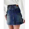 image:imageSidefeel Womens Jean Skirt High Waisted Stretch Casual Trendy Front Seam Mini Denim Skirt with PocketsDeep Blue
